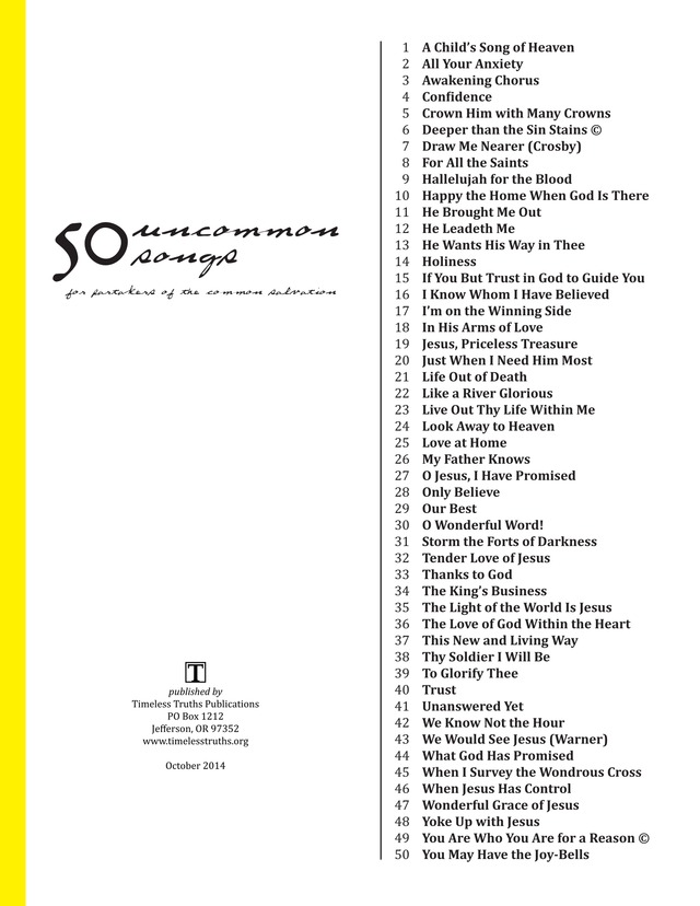 50 Uncommon Songs: for partakers of the common salvation page 1