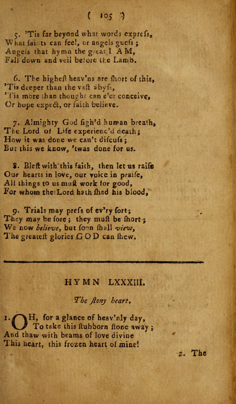 A Choice Collection of Hymns, in which are some never before printed page 105