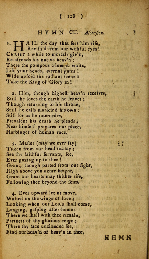 A Choice Collection of Hymns, in which are some never before printed page 128
