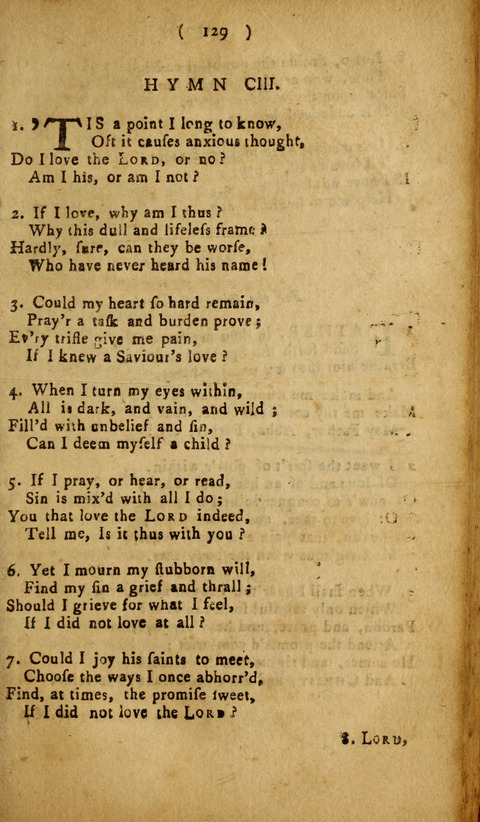 A Choice Collection of Hymns, in which are some never before printed page 129