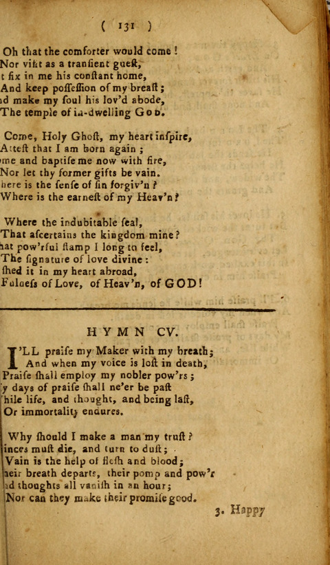 A Choice Collection of Hymns, in which are some never before printed page 131