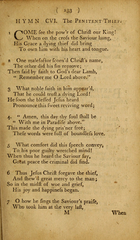 A Choice Collection of Hymns, in which are some never before printed page 133