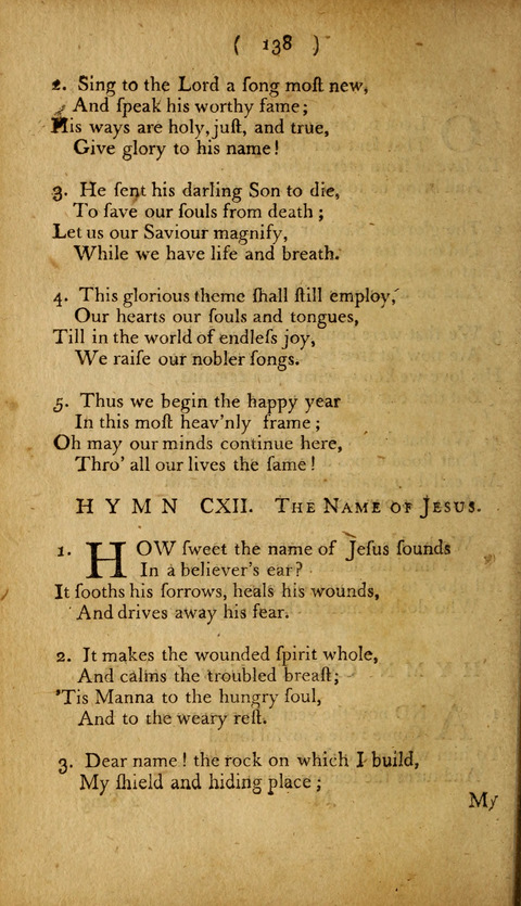 A Choice Collection of Hymns, in which are some never before printed page 138