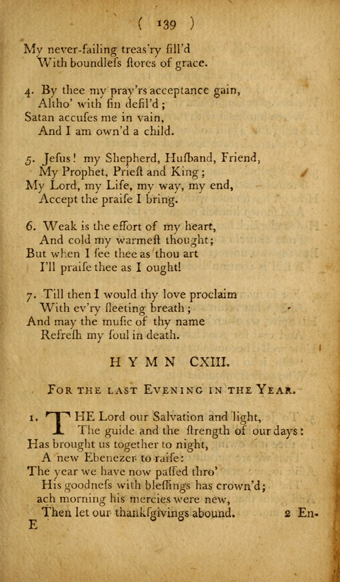 A Choice Collection of Hymns, in which are some never before printed page 139