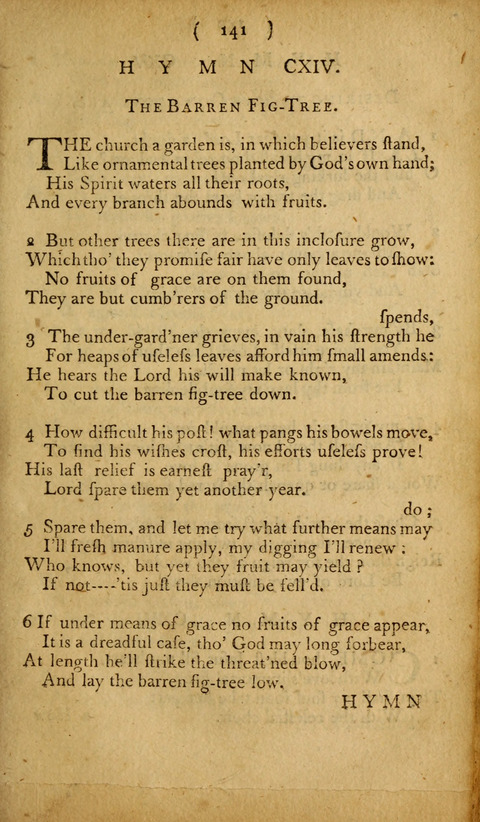 A Choice Collection of Hymns, in which are some never before printed page 141