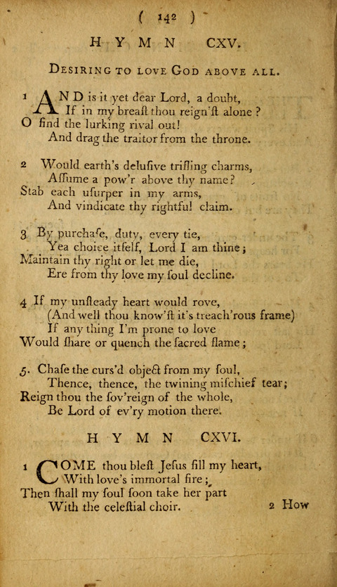 A Choice Collection of Hymns, in which are some never before printed page 142