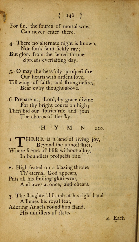 A Choice Collection of Hymns, in which are some never before printed page 146
