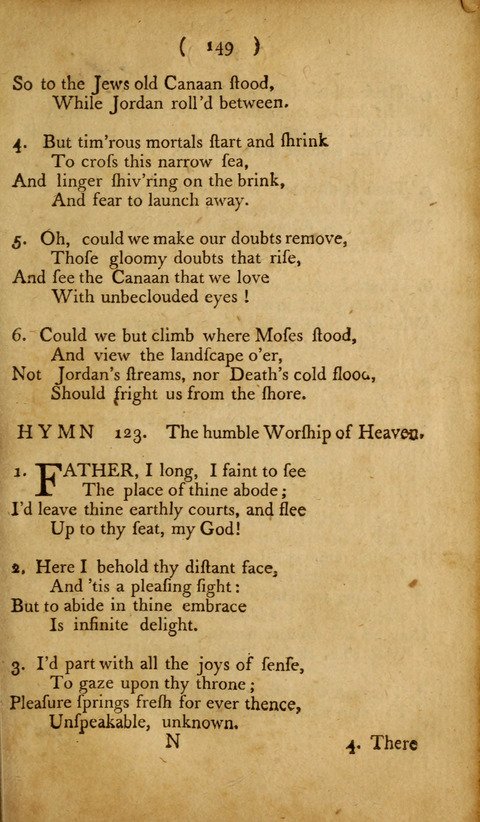 A Choice Collection of Hymns, in which are some never before printed page 149