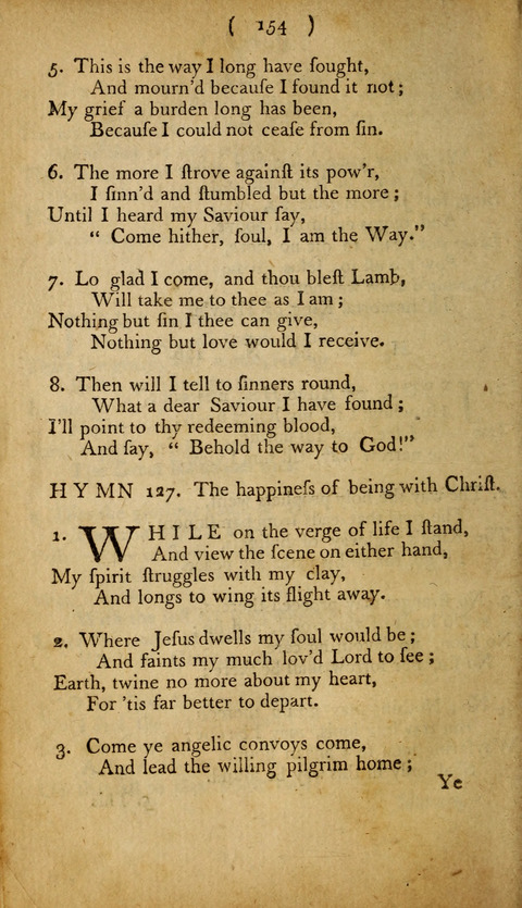 A Choice Collection of Hymns, in which are some never before printed page 154