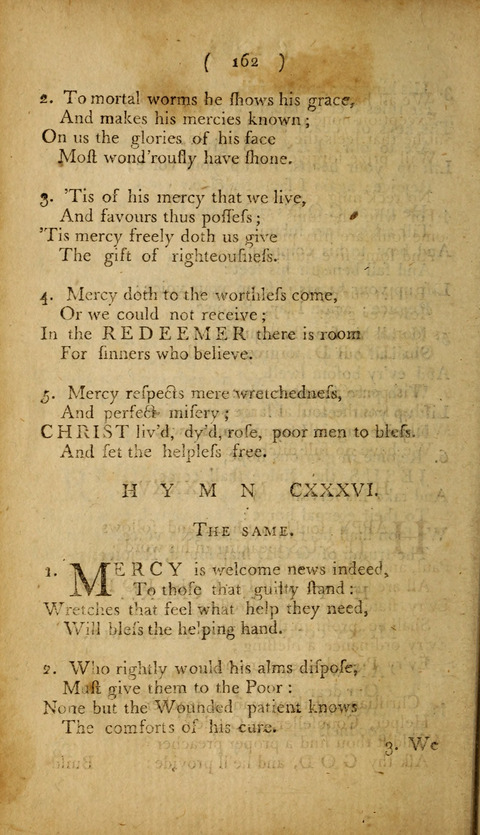 A Choice Collection of Hymns, in which are some never before printed page 162