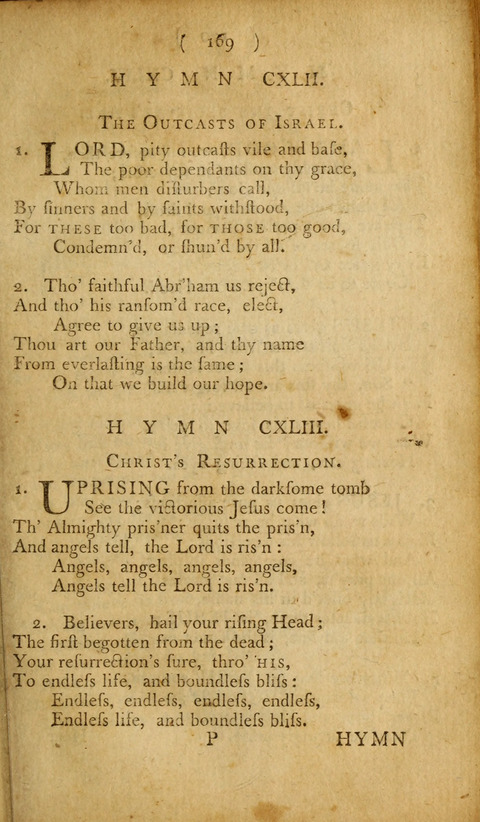 A Choice Collection of Hymns, in which are some never before printed page 169