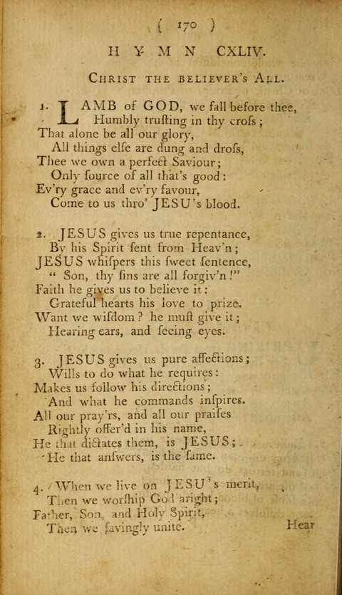 A Choice Collection of Hymns, in which are some never before printed page 170