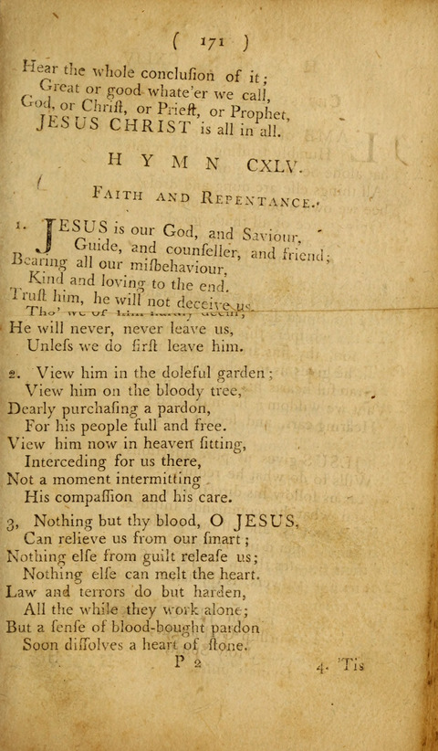 A Choice Collection of Hymns, in which are some never before printed page 171