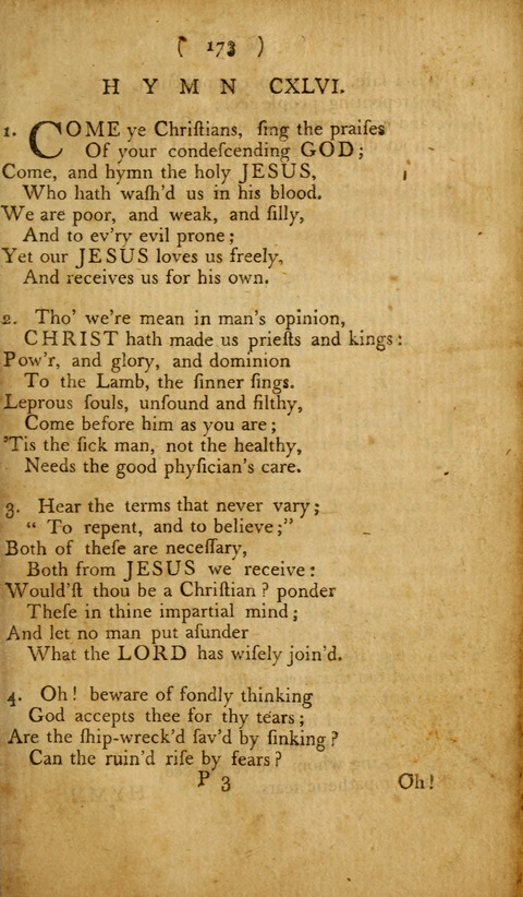A Choice Collection of Hymns, in which are some never before printed page 173