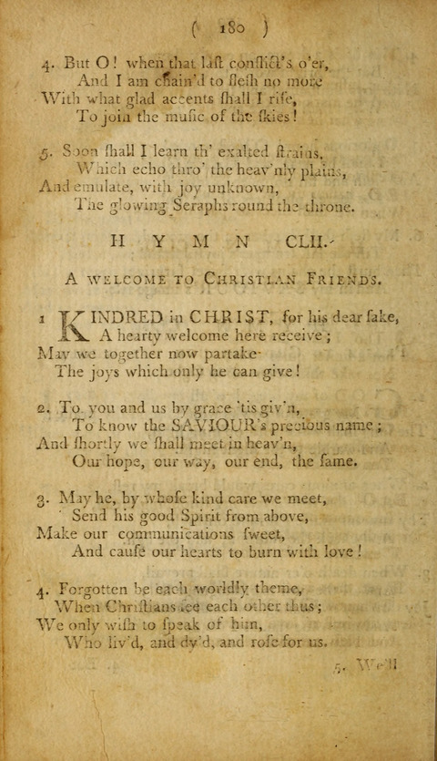 A Choice Collection of Hymns, in which are some never before printed page 180