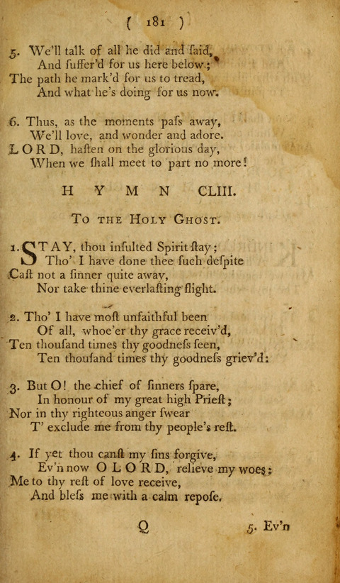 A Choice Collection of Hymns, in which are some never before printed page 181