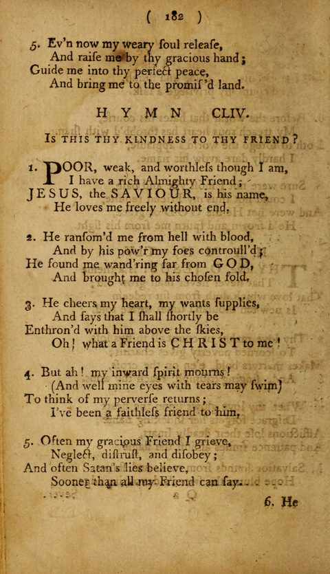 A Choice Collection of Hymns, in which are some never before printed page 182