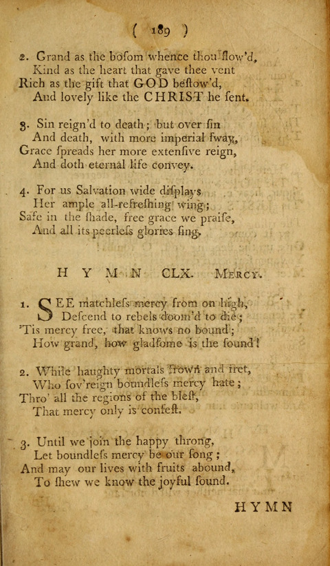 A Choice Collection of Hymns, in which are some never before printed page 189