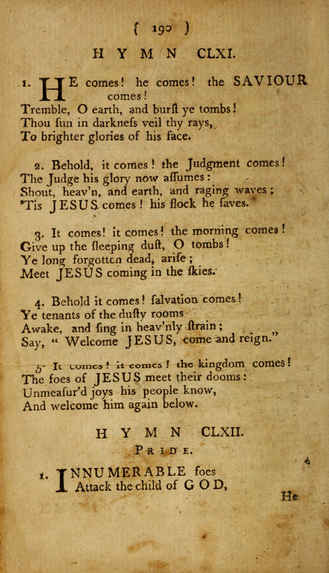 A Choice Collection of Hymns, in which are some never before printed page 190