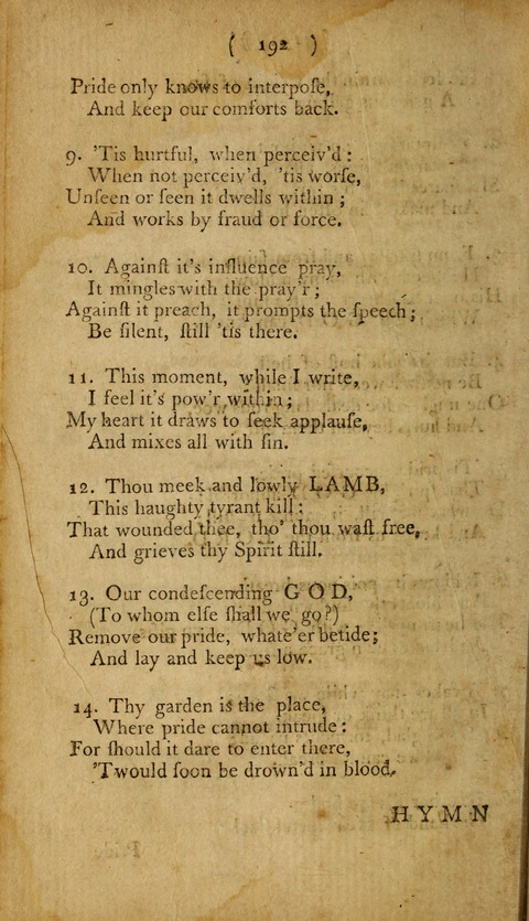 A Choice Collection of Hymns, in which are some never before printed page 192