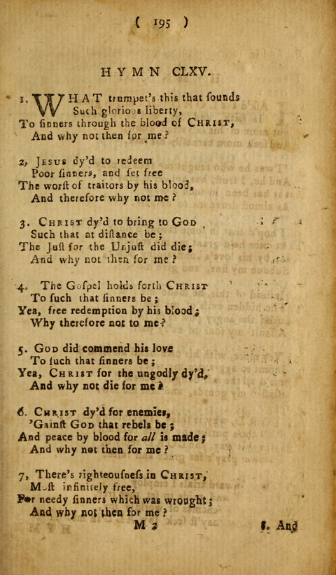 A Choice Collection of Hymns, in which are some never before printed page 195