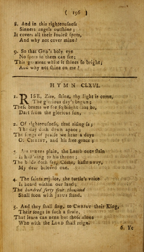 A Choice Collection of Hymns, in which are some never before printed page 196