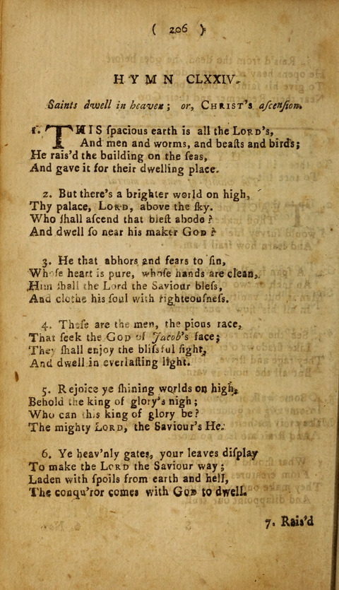 A Choice Collection of Hymns, in which are some never before printed page 206
