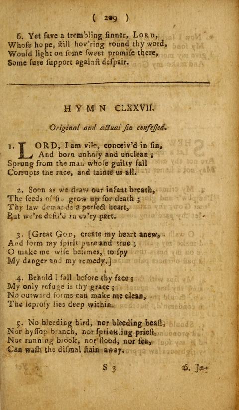 A Choice Collection of Hymns, in which are some never before printed page 209