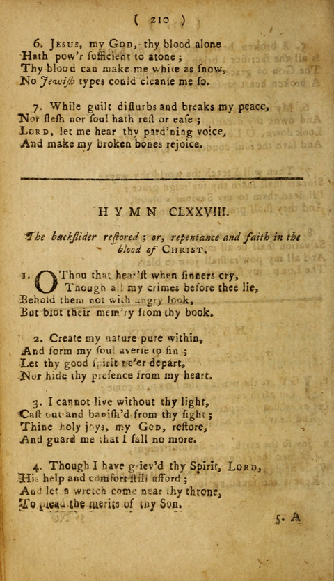 A Choice Collection of Hymns, in which are some never before printed page 210