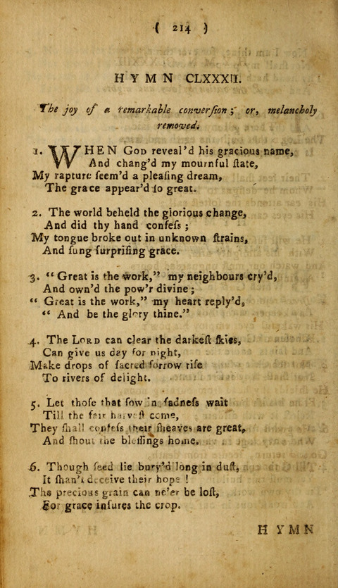 A Choice Collection of Hymns, in which are some never before printed page 214