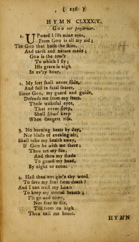 A Choice Collection of Hymns, in which are some never before printed page 216
