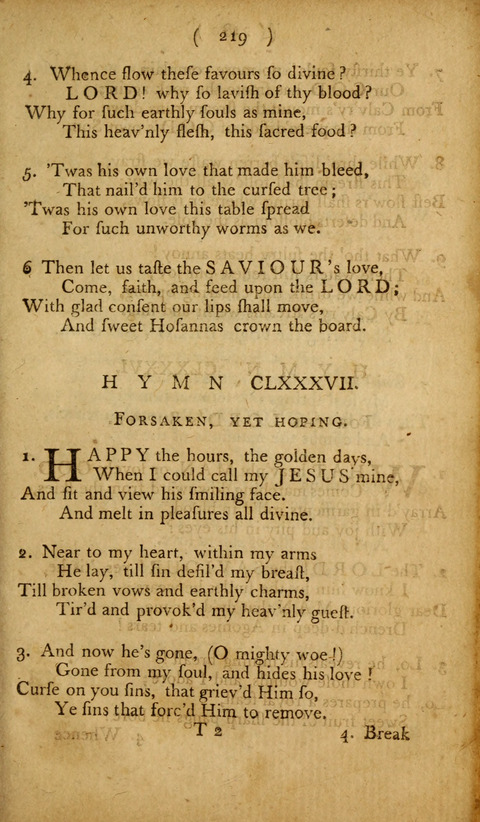 A Choice Collection of Hymns, in which are some never before printed page 219