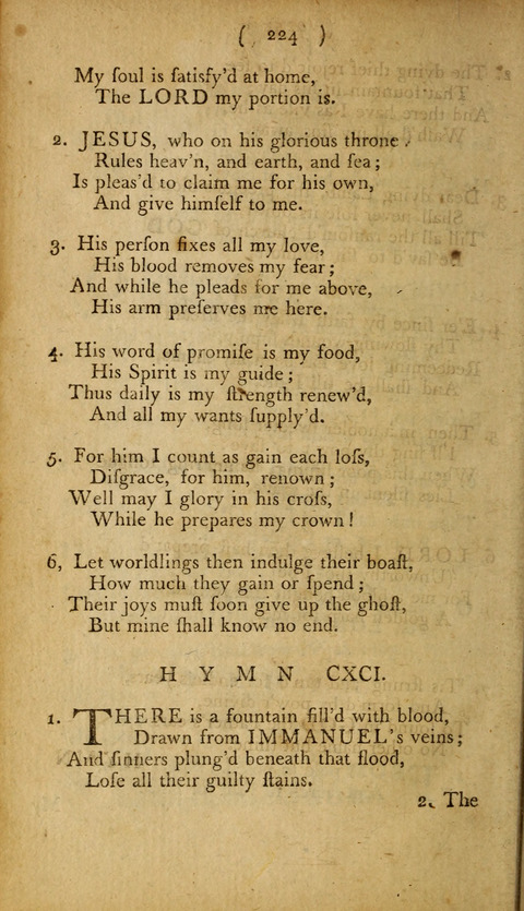 A Choice Collection of Hymns, in which are some never before printed page 224