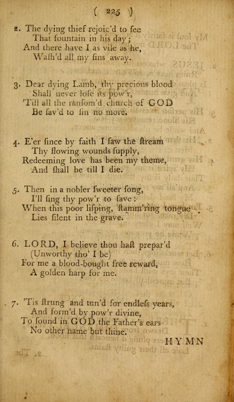 A Choice Collection of Hymns, in which are some never before printed page 225