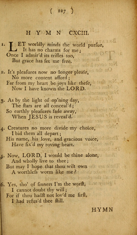 A Choice Collection of Hymns, in which are some never before printed page 227