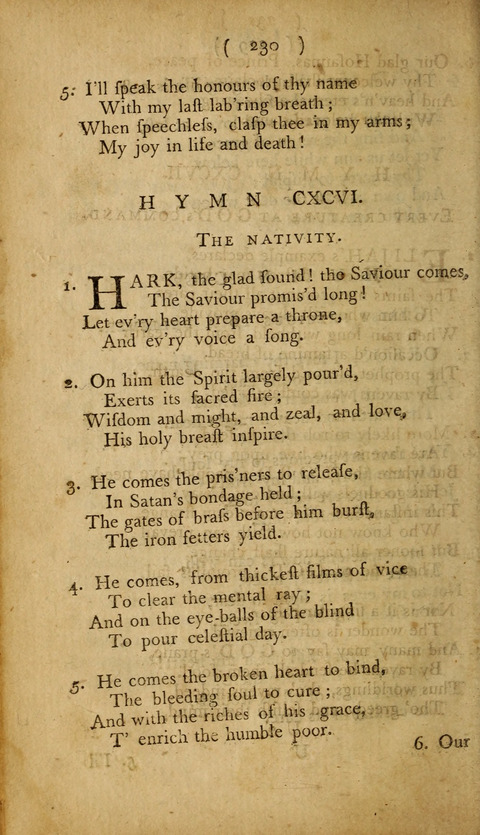 A Choice Collection of Hymns, in which are some never before printed page 230