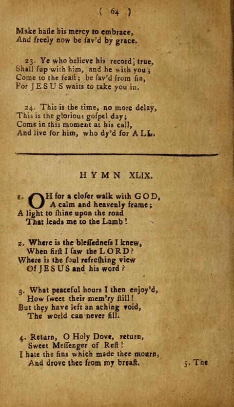 A Choice Collection of Hymns, in which are some never before printed page 62