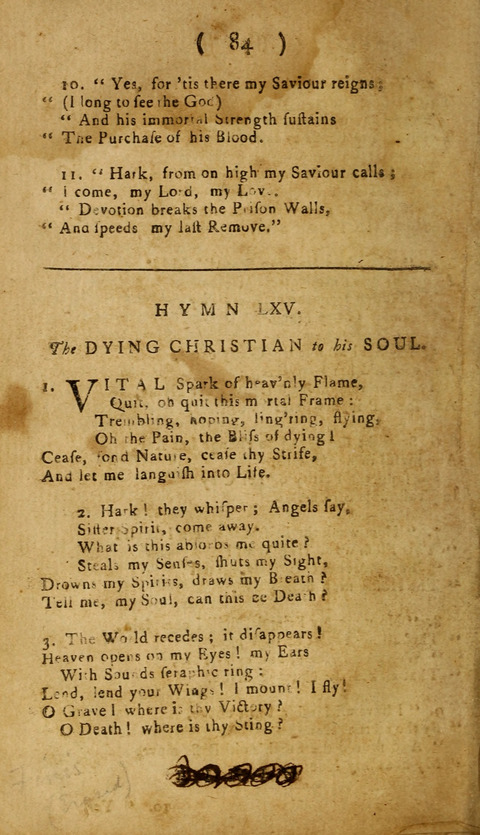 A Choice Collection of Hymns, in which are some never before printed page 84