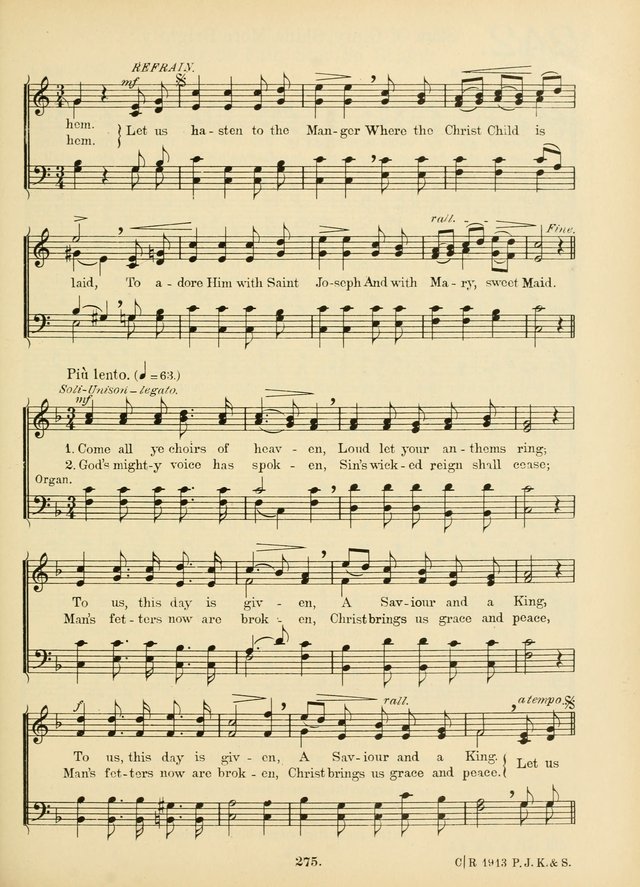 American Catholic Hymnal: an extensive collection of hymns, Latin chants, and sacred songs for church, school, and home, including Gregorian masses, vesper psalms, litanies... page 282