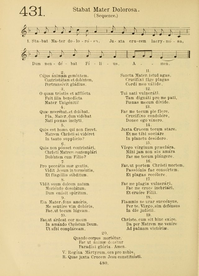 American Catholic Hymnal: an extensive collection of hymns, Latin chants, and sacred songs for church, school, and home, including Gregorian masses, vesper psalms, litanies... page 487