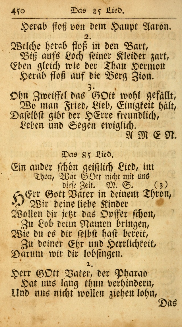 Ausbund, das ist Etliche Schöne Christliche Lieder wie sie in dem Gefängnüss zu Bassau in dem Schloß von den Schweitzer-Brüdern, und von anderen rechtgläubigen Christen hin und her gedichtet worden... page 450