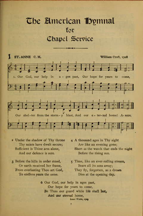 The American Hymnal for Chapel Service page 1