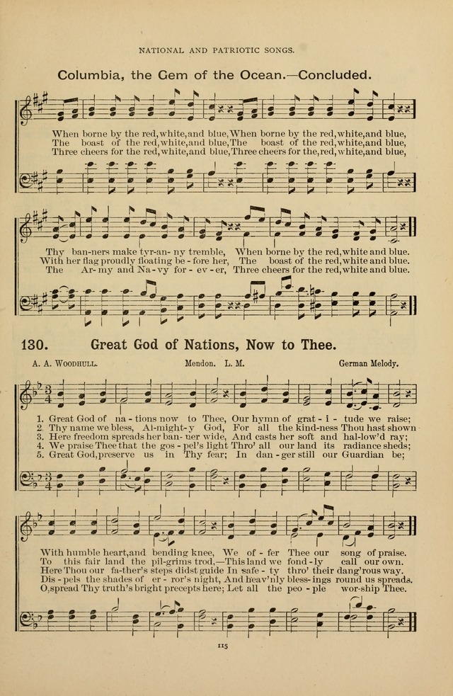 The Assembly Hymn and Song Collection: designed for use in chapel, assembly, convocation, or general exercises of schools, normals, colleges and universities. (3rd ed.) page 115