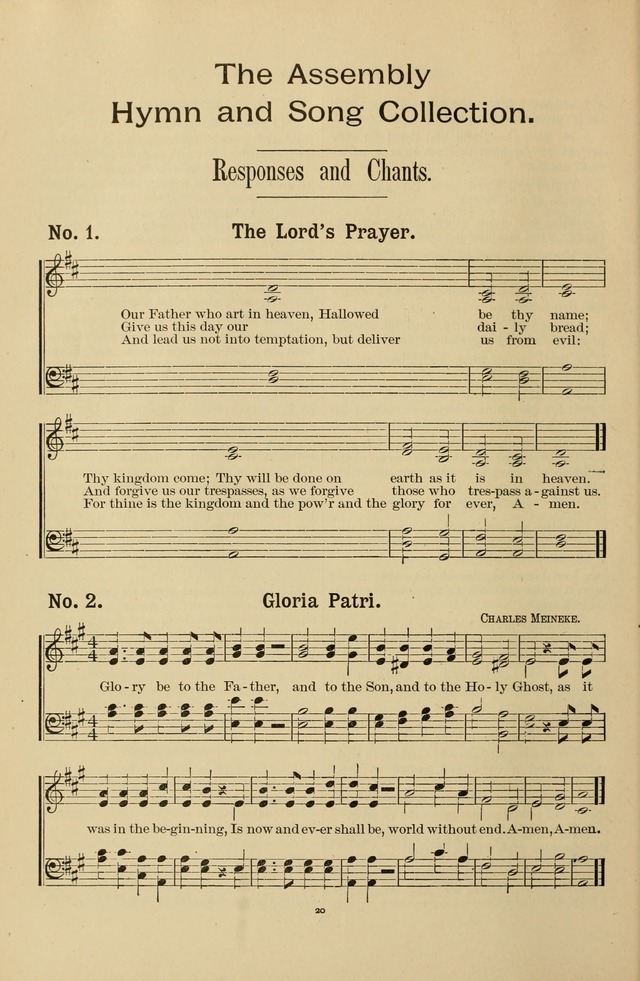 The Assembly Hymn and Song Collection: designed for use in chapel, assembly, convocation, or general exercises of schools, normals, colleges and universities. (3rd ed.) page 20