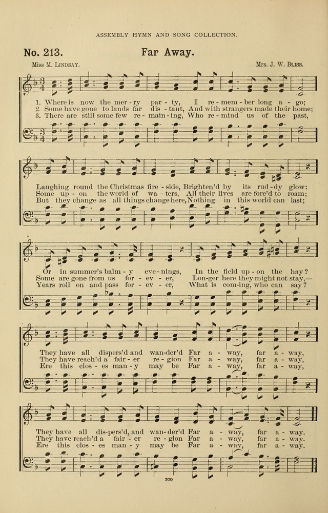The Assembly Hymn and Song Collection: designed for use in chapel, assembly, convocation, or general exercises of schools, normals, colleges and universities. (3rd ed.) page 200
