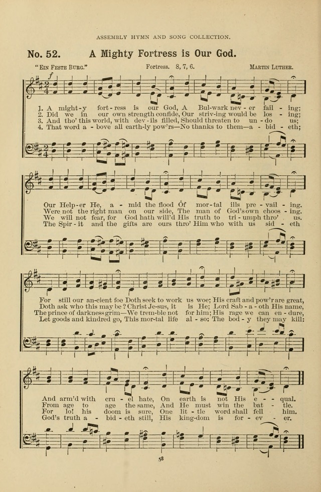 The Assembly Hymn and Song Collection: designed for use in chapel, assembly, convocation, or general exercises of schools, normals, colleges and universities. (3rd ed.) page 58
