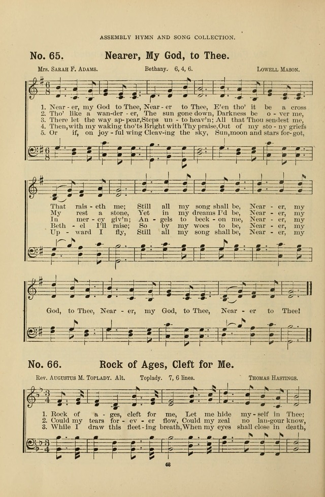 The Assembly Hymn and Song Collection: designed for use in chapel, assembly, convocation, or general exercises of schools, normals, colleges and universities. (3rd ed.) page 68