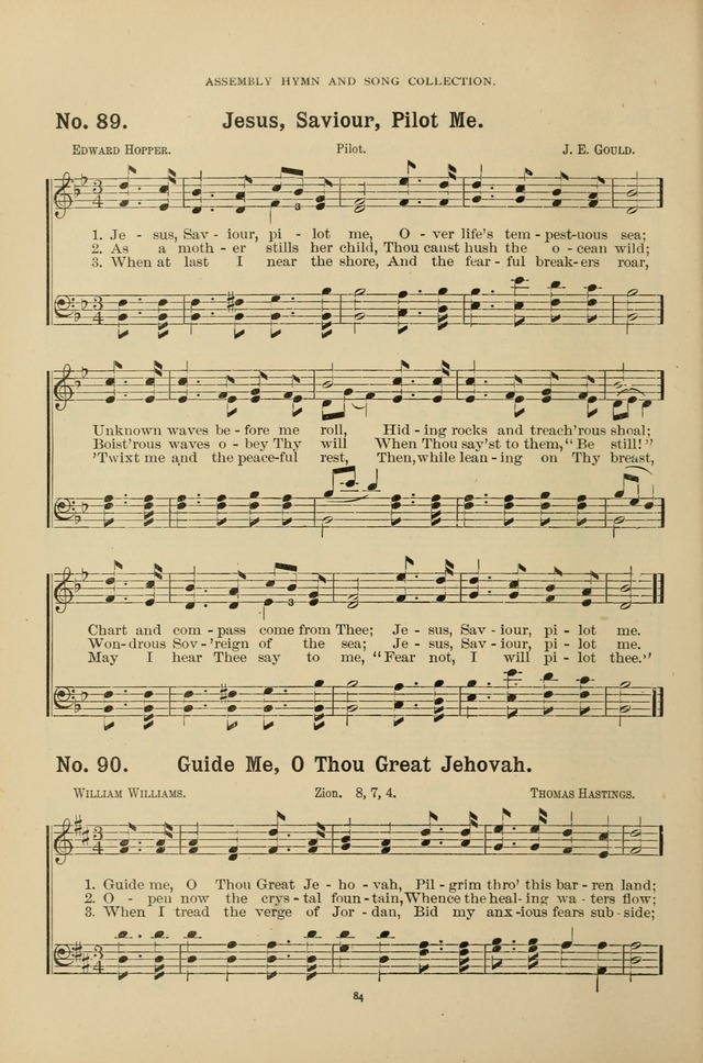 The Assembly Hymn and Song Collection: designed for use in chapel, assembly, convocation, or general exercises of schools, normals, colleges and universities. (3rd ed.) page 84