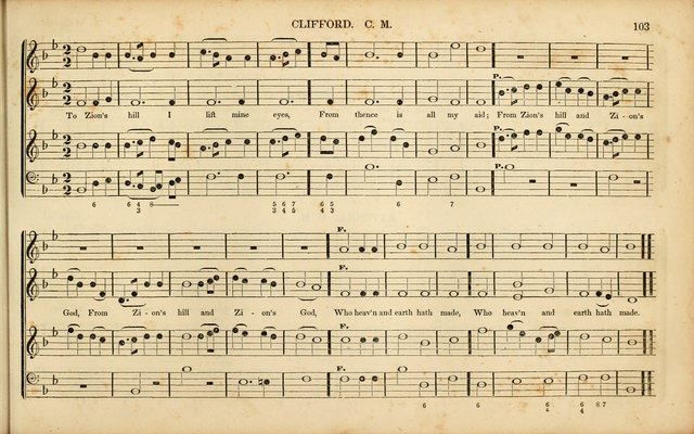 American Psalmody: a collection of sacred music, comprising a great variety of psalm, and hymn tunes, set-pieces, anthems and chants, arranged with a figured bass for the organ...(3rd ed.) page 100