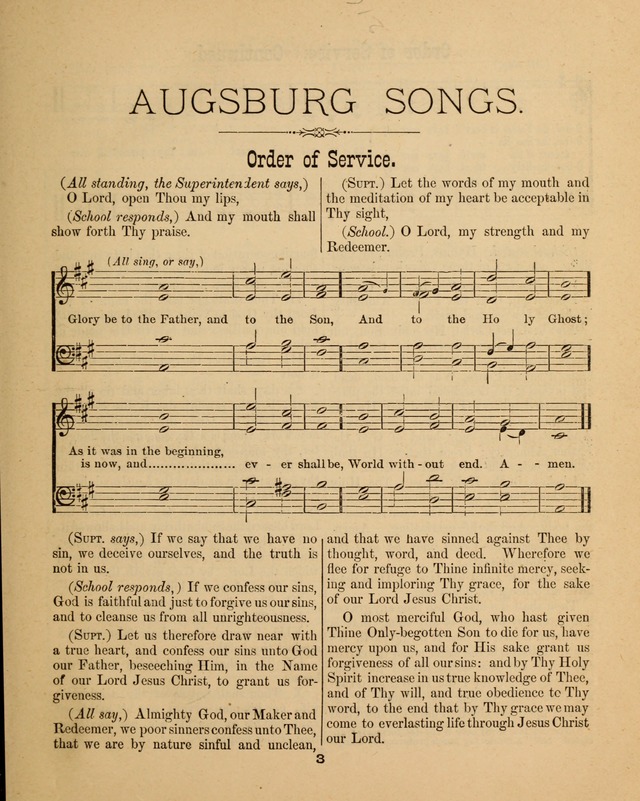 Augsburg Songs for Sunday Schools and other services page 3